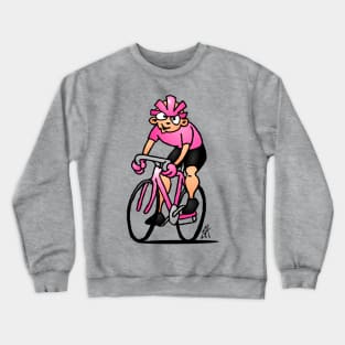 Cyclist wearing the Maglia Rosa Crewneck Sweatshirt